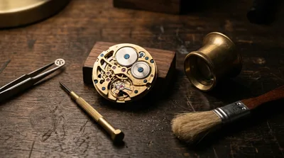 Watchmaker Repairing A Vintage Mechanical Watch Movement