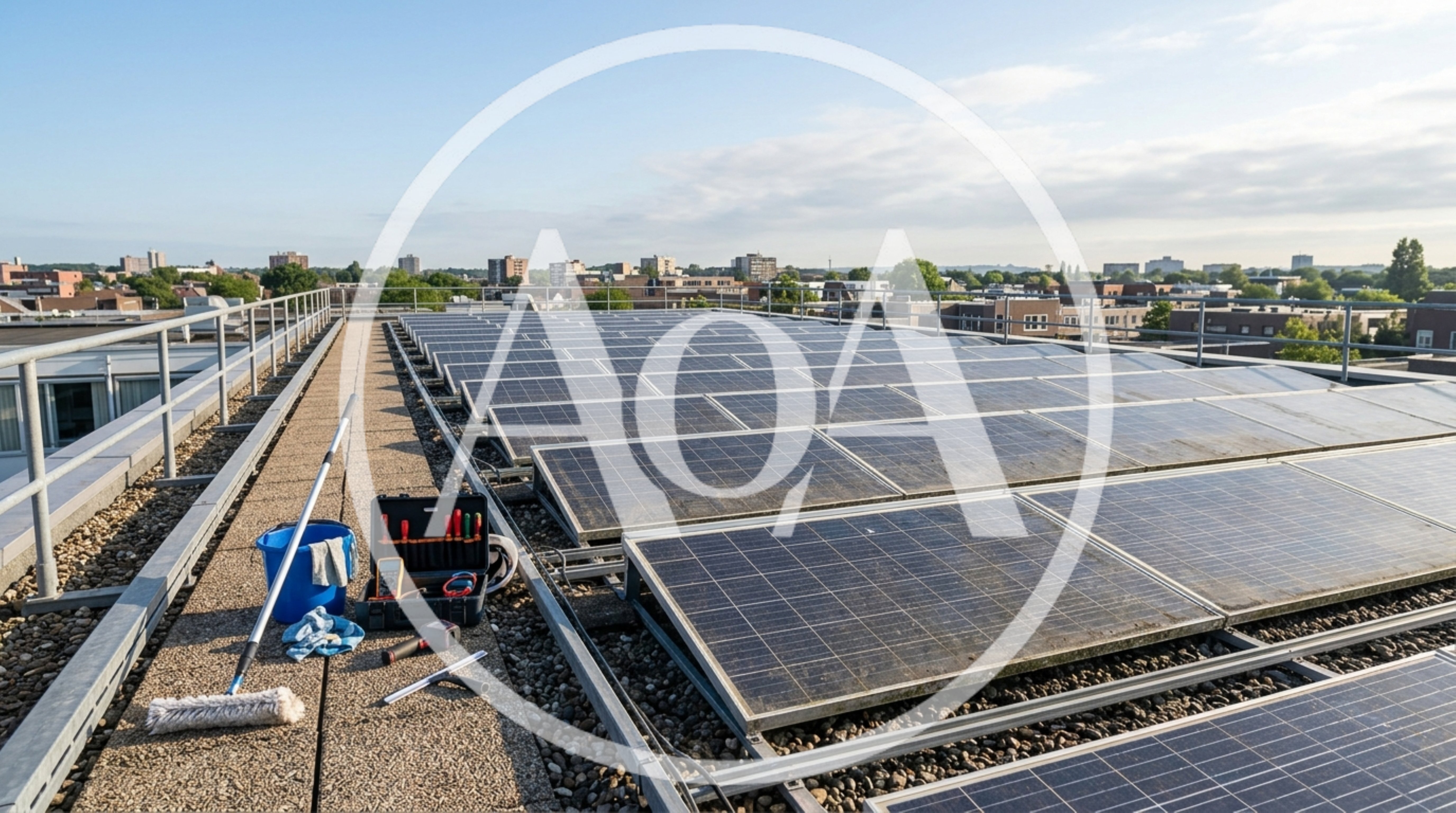 Solar Panel Maintenance Equipment On Rooftop