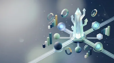 Abstract 3D Data Visualization With Crystal Obelisk