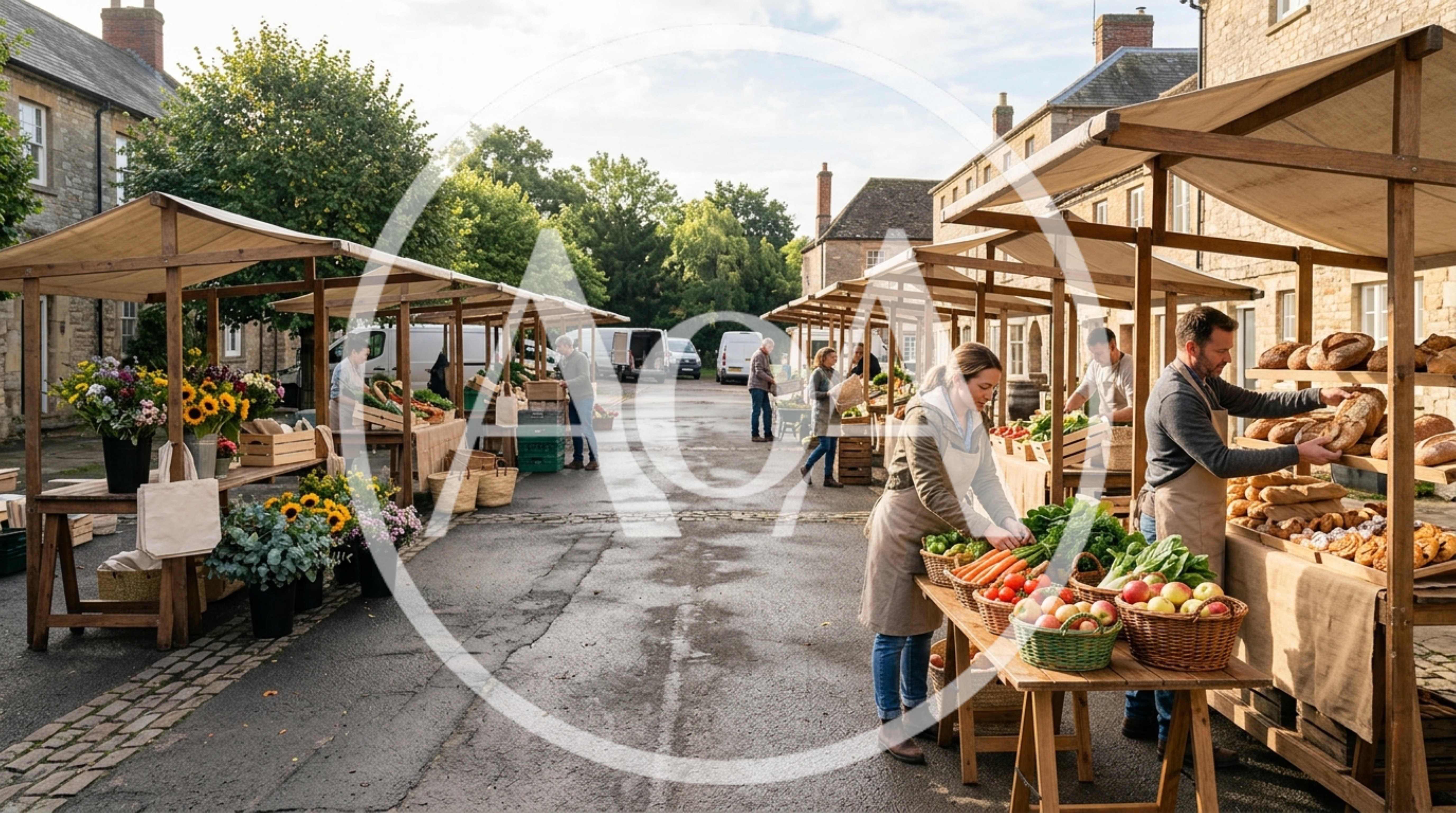 Local Farmers Market With Vendors Selling Fresh Produce