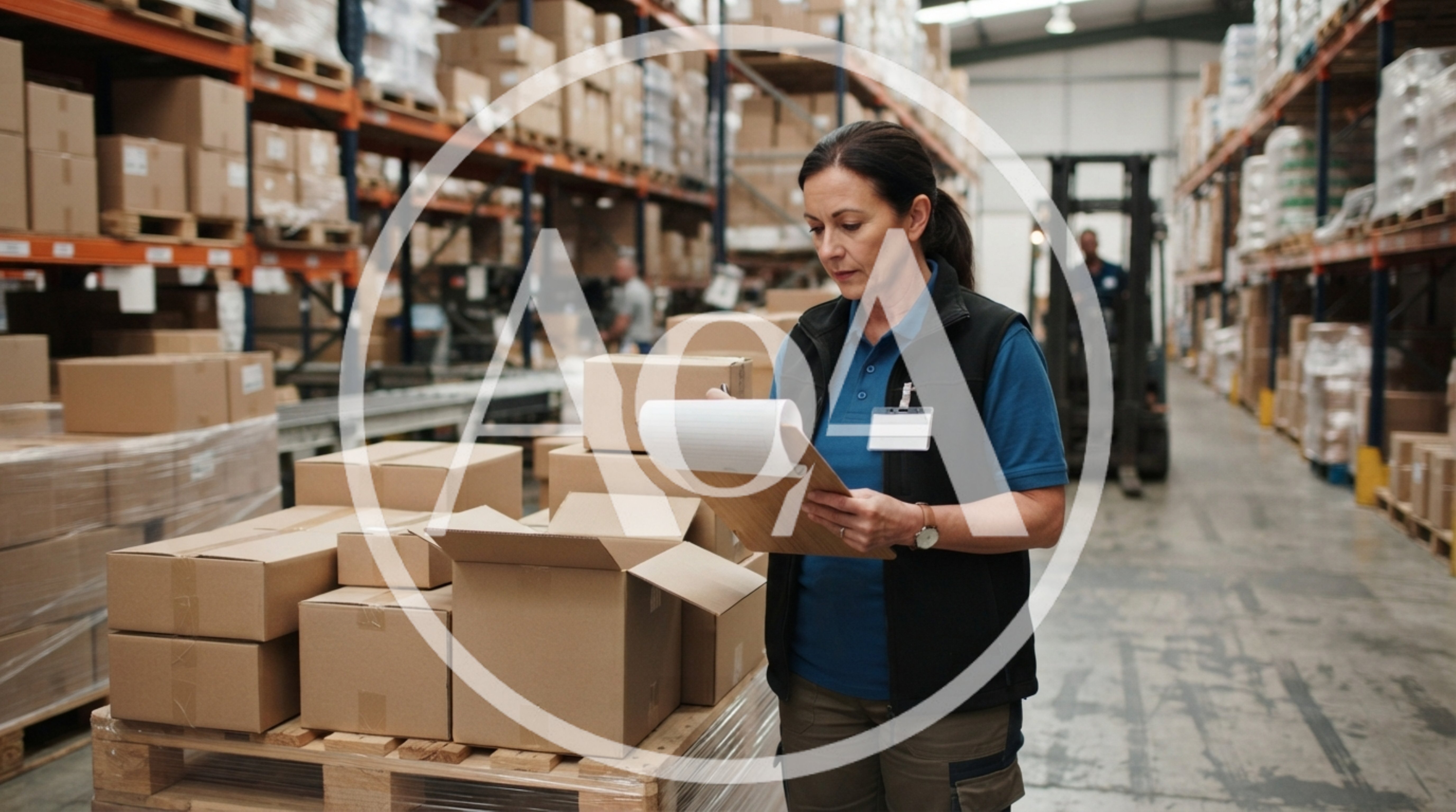Warehouse Manager Checking Inventory With Clipboard