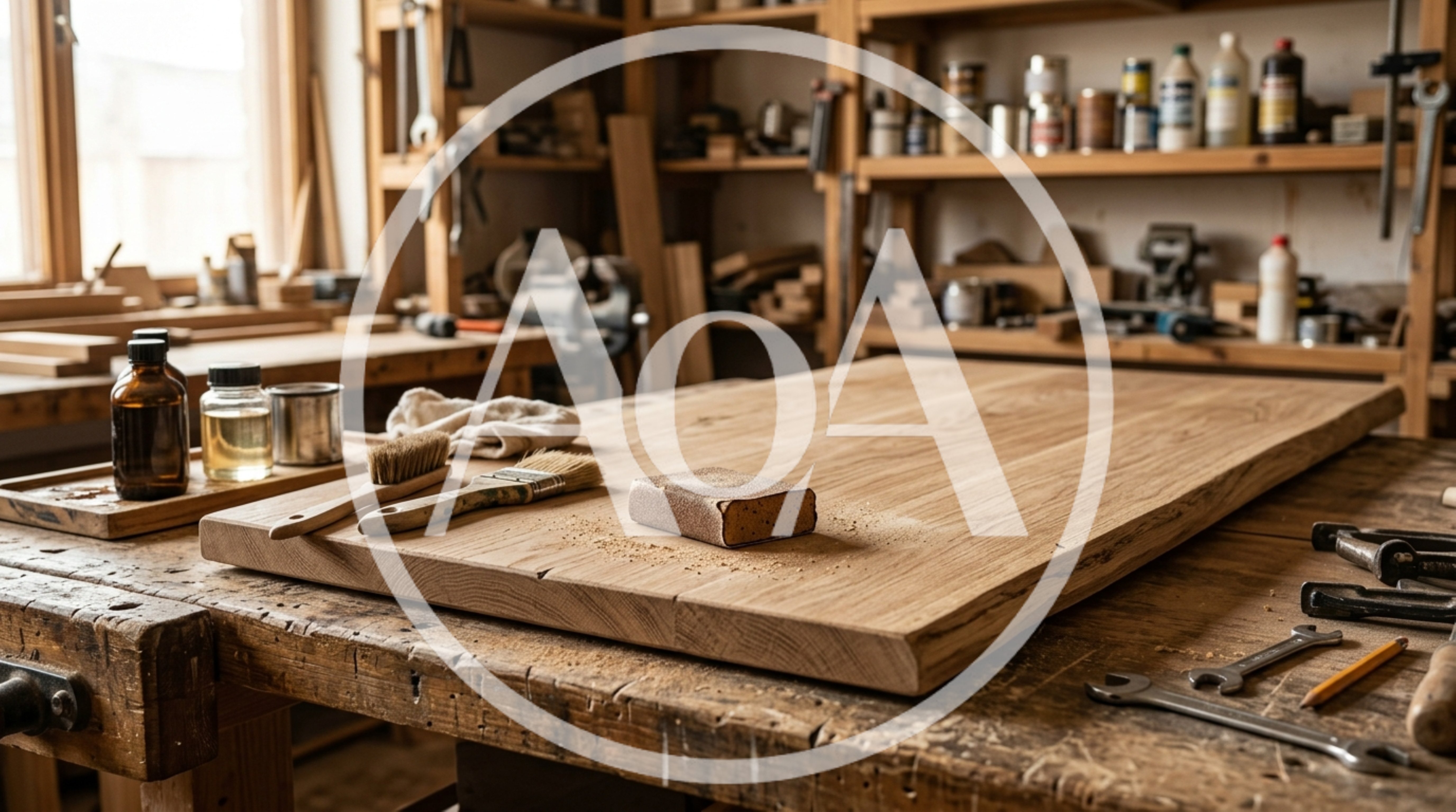 Woodworking Project With Sanding Block On Workbench
