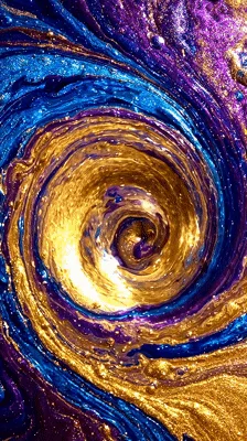 Swirling Gold Blue and Purple Metallic Paint Texture