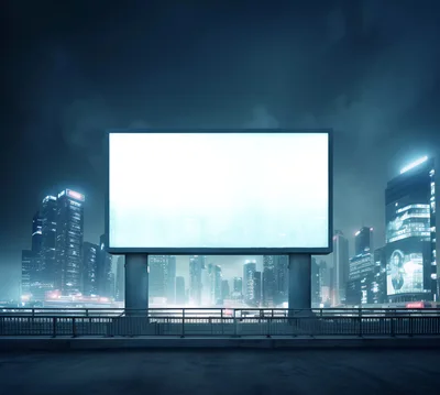Blank Billboard Mockup Overlooking A Modern City Skyline
