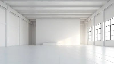 Empty Industrial Warehouse Interior With Natural Sunlight