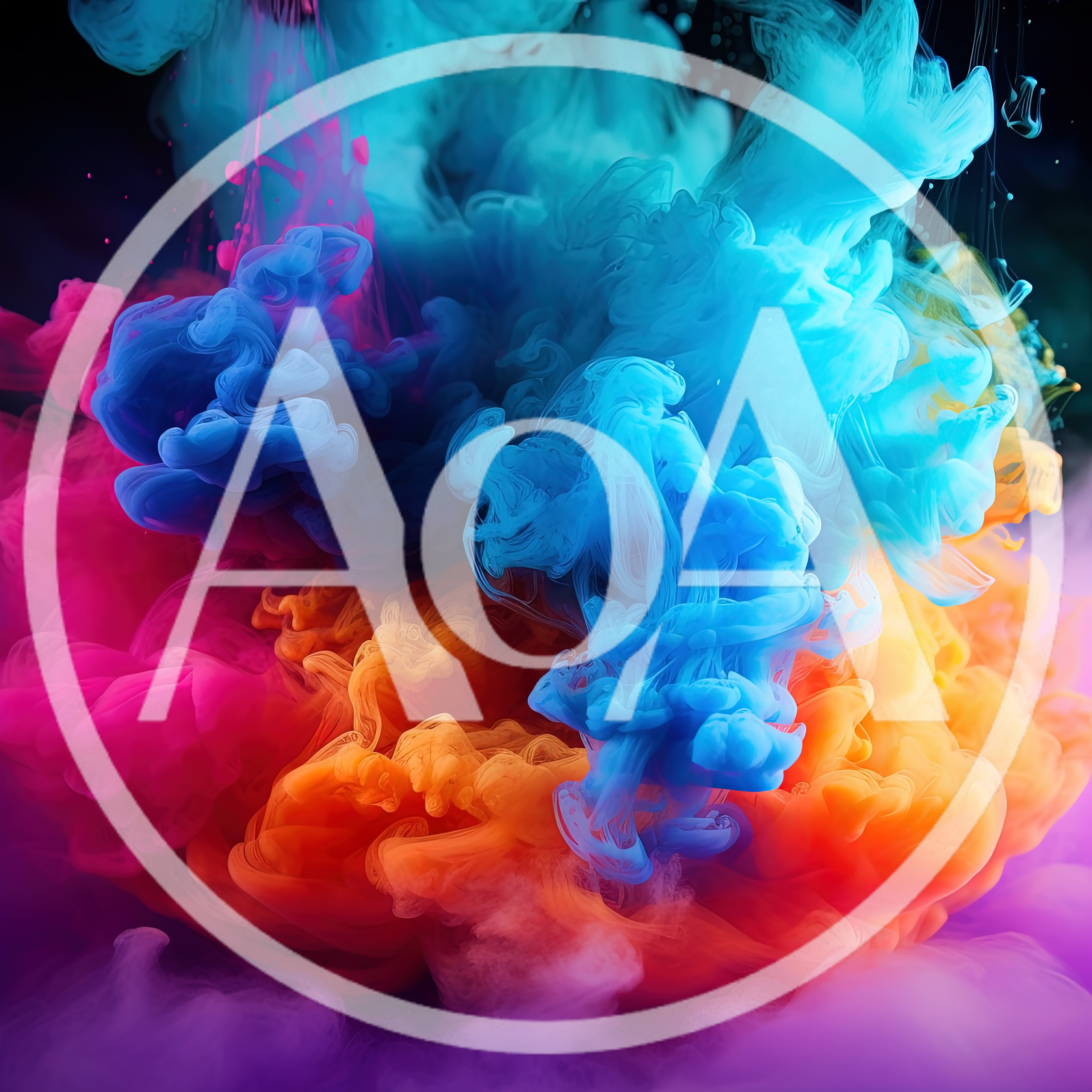 Vibrant Multi-Colored Ink Clouds Swirling In Water