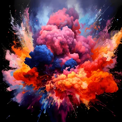 Vibrant Multi Colored Powder Explosion On Black Background