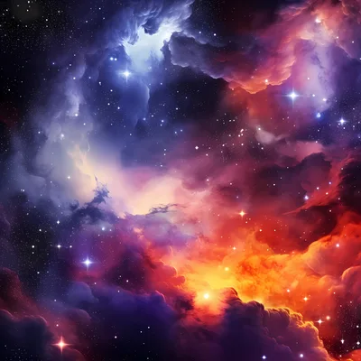 Vibrant Cosmic Nebula With Glowing Stars And Gas Clouds