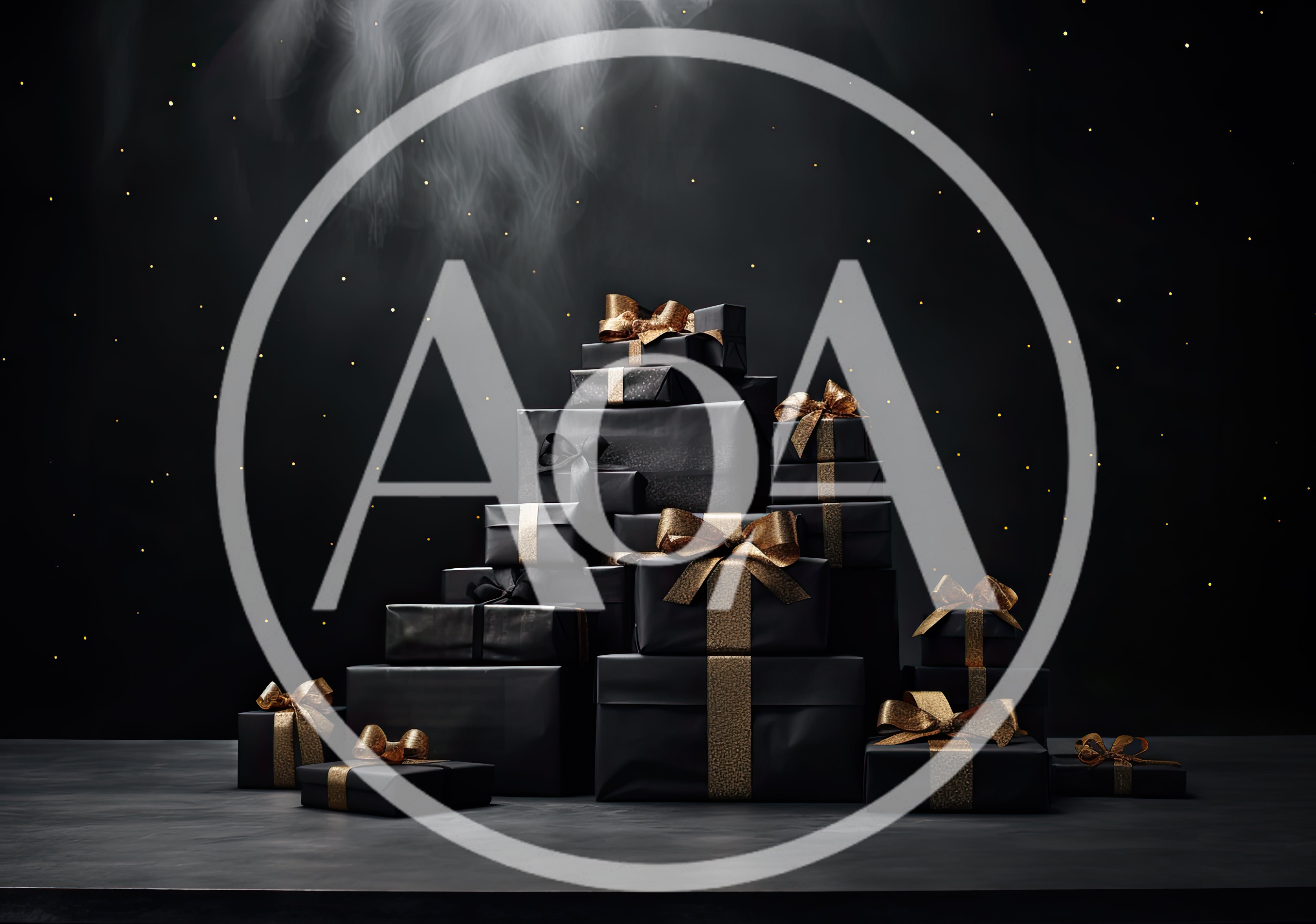 Stack Of Elegant Black Gift Boxes With Gold Ribbons