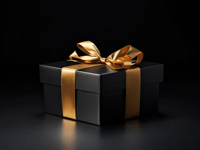 Black Gift Box With Gold Ribbon