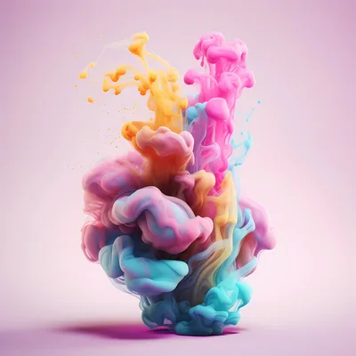 Abstract Colorful Ink Clouds Swirling In Water