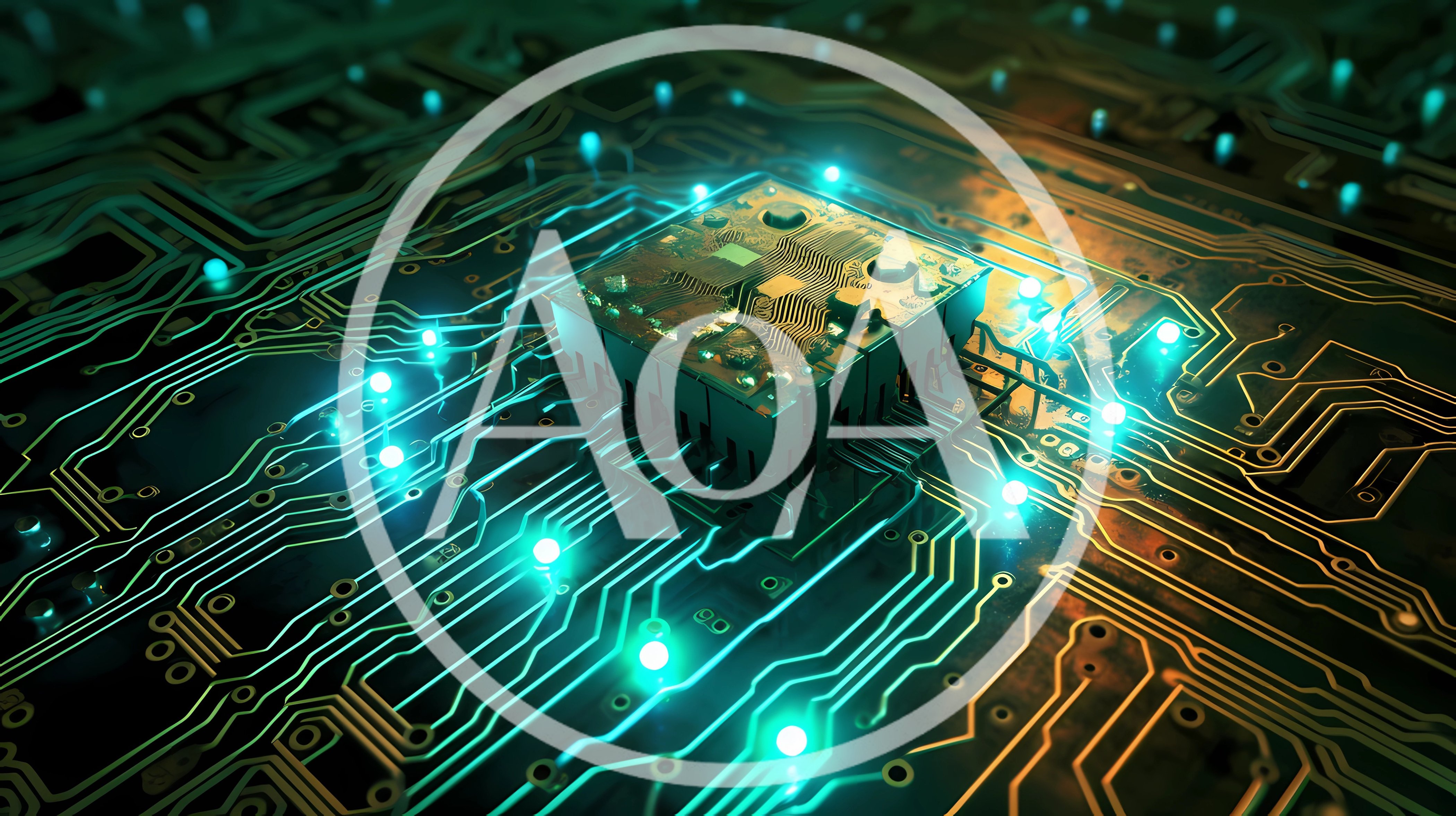 Glowing Microchip On A Futuristic Circuit Board