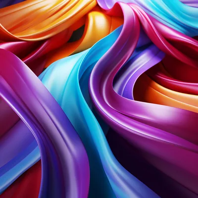 Abstract Flowing Colorful Silk Fabric Waves