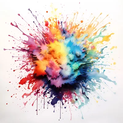 Vibrant Multi-Colored Paint Explosion On White Background