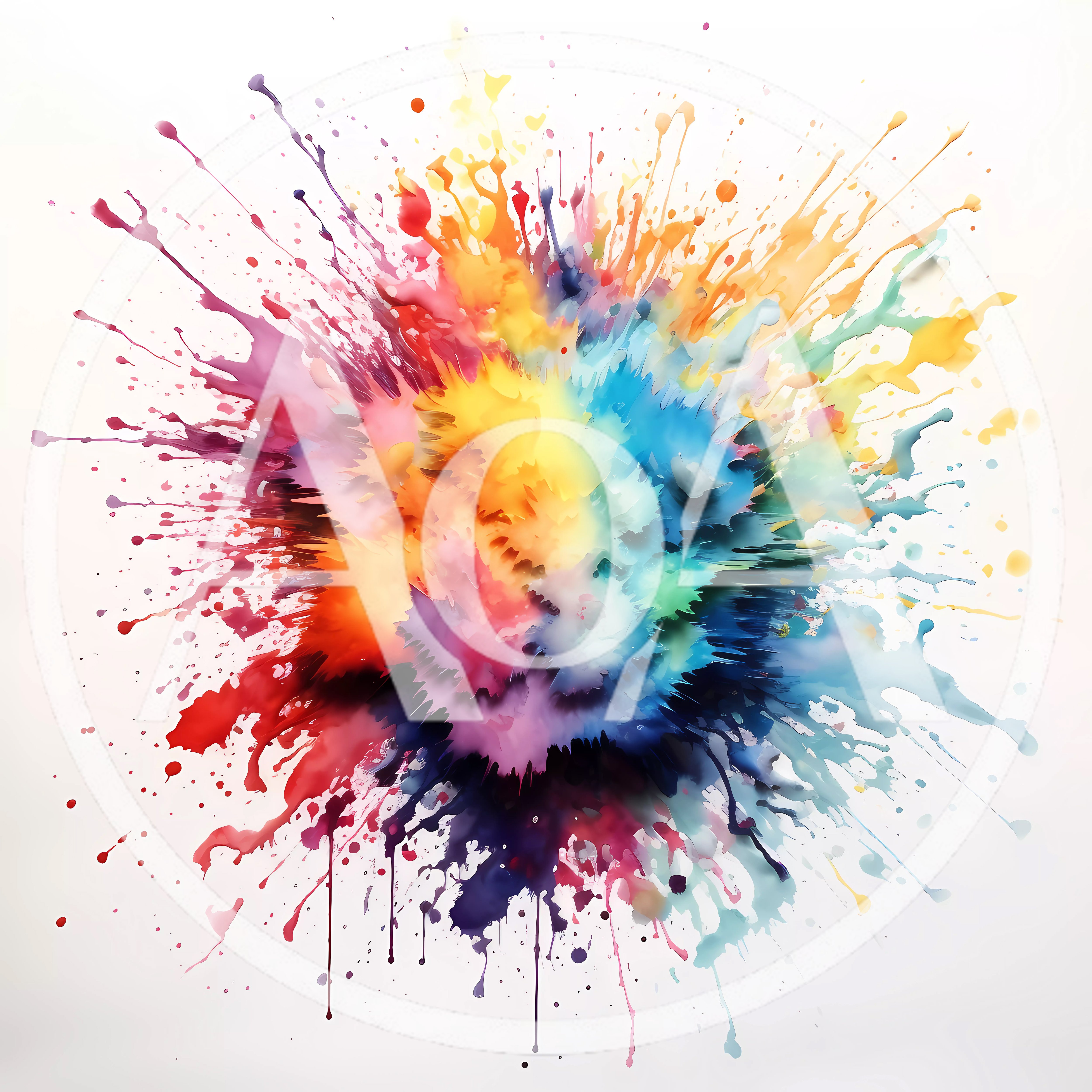 Vibrant Multi-Colored Paint Explosion On White Background