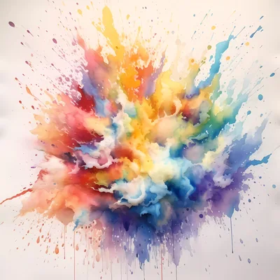 Abstract Watercolor Paint Explosion With Vibrant Colors