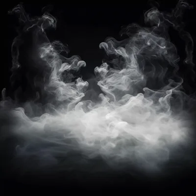 White Smoke Swirling Against A Solid Black Background
