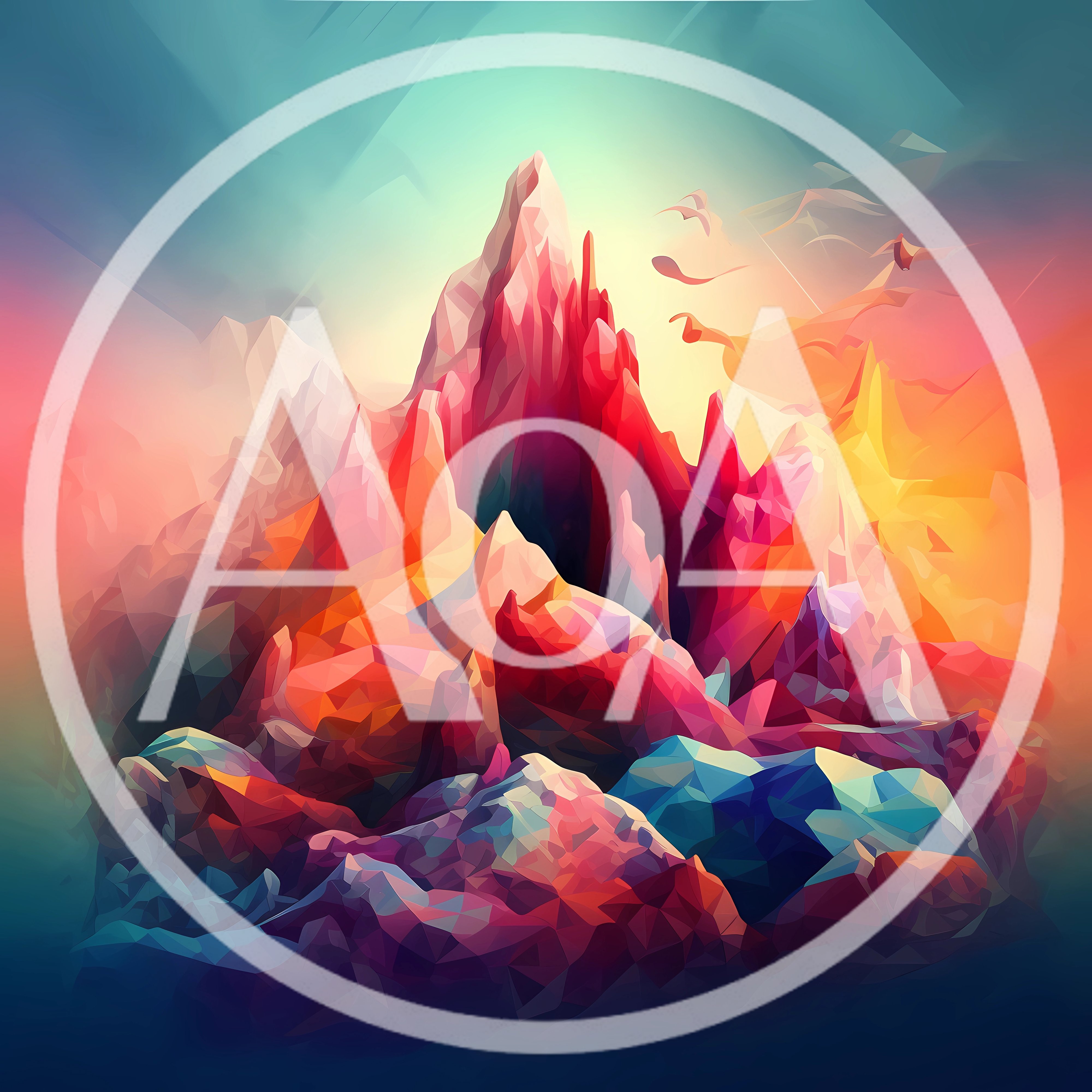 Abstract Low Poly Mountain Landscape Digital Art