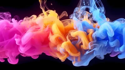Abstract Pink Orange And Blue Ink Swirls