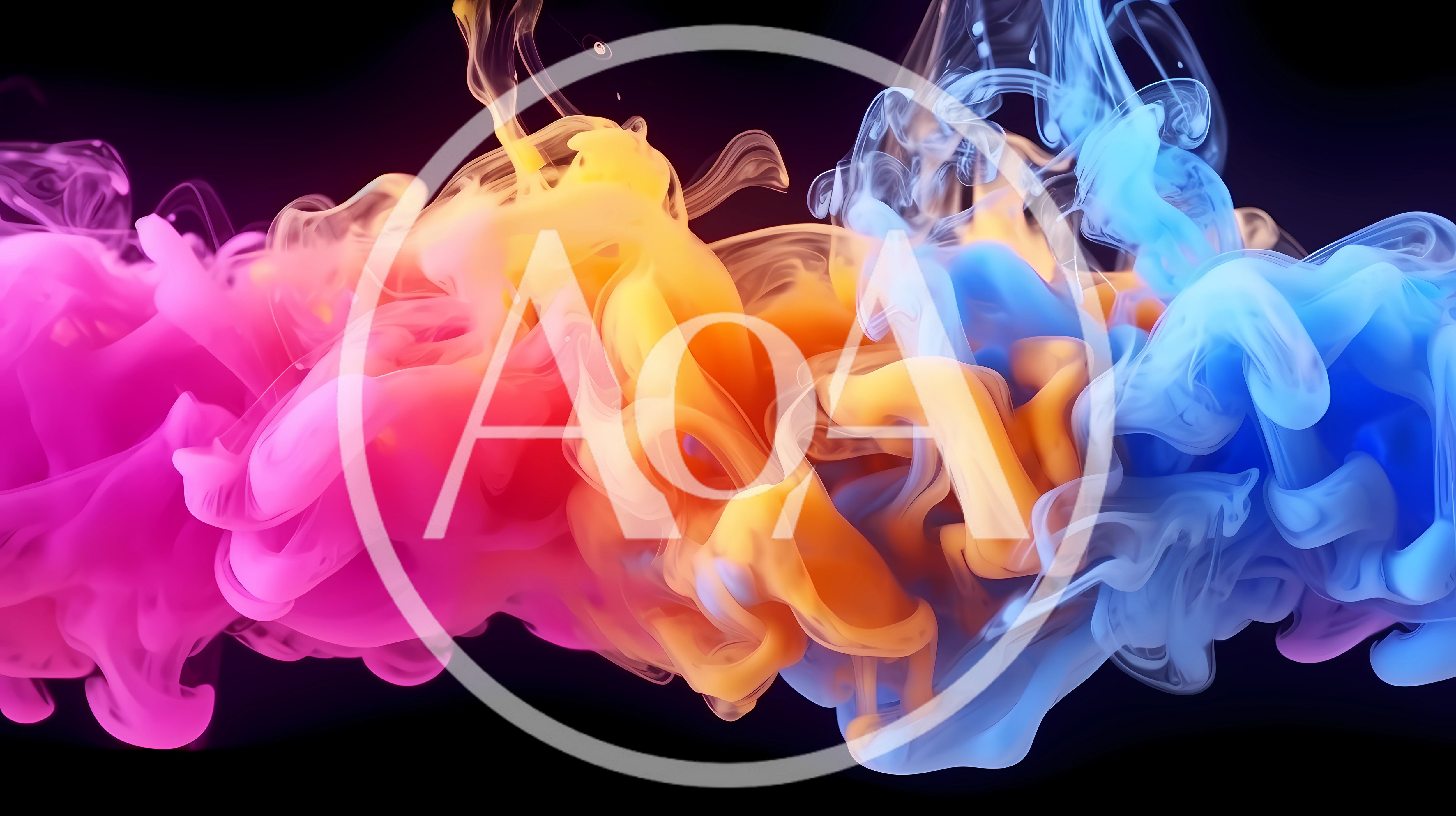 Abstract Pink Orange And Blue Ink Swirls