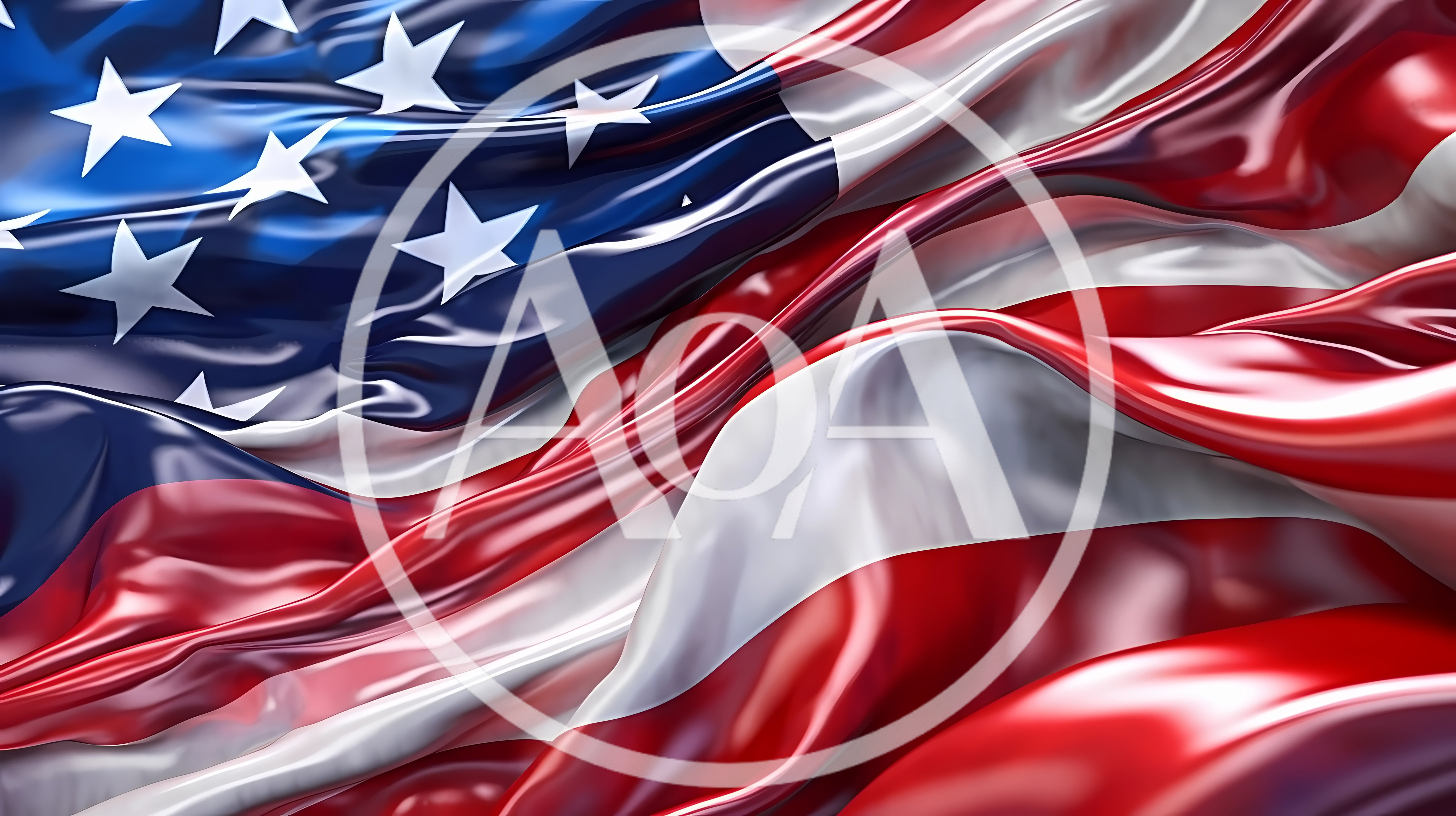 Waving American Flag With Glossy Fabric Texture
