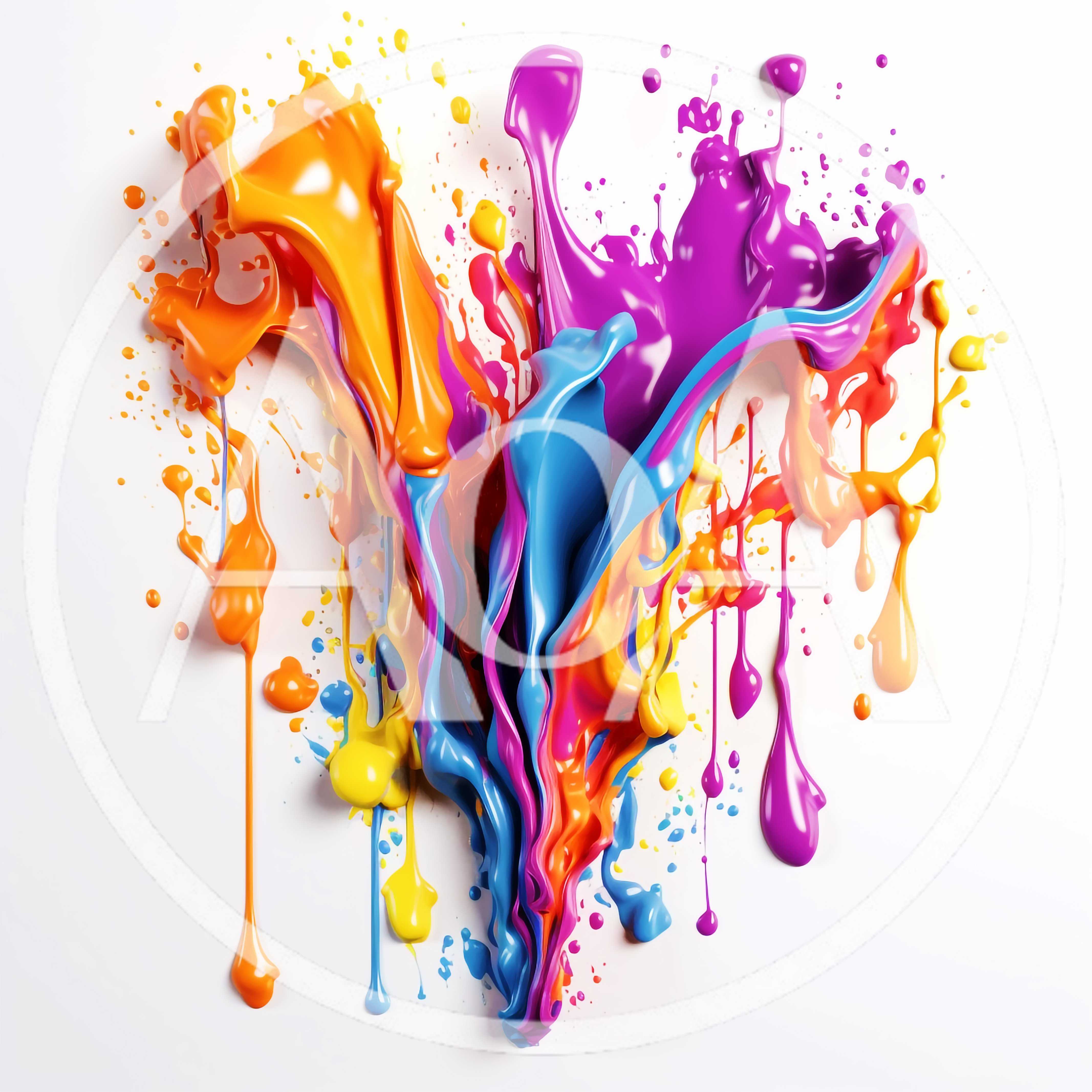Abstract Multi-Colored Paint Splash Explosion