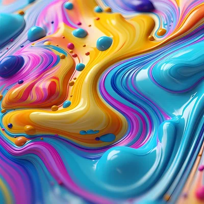 Abstract Liquid Paint Swirls With Floating Spheres