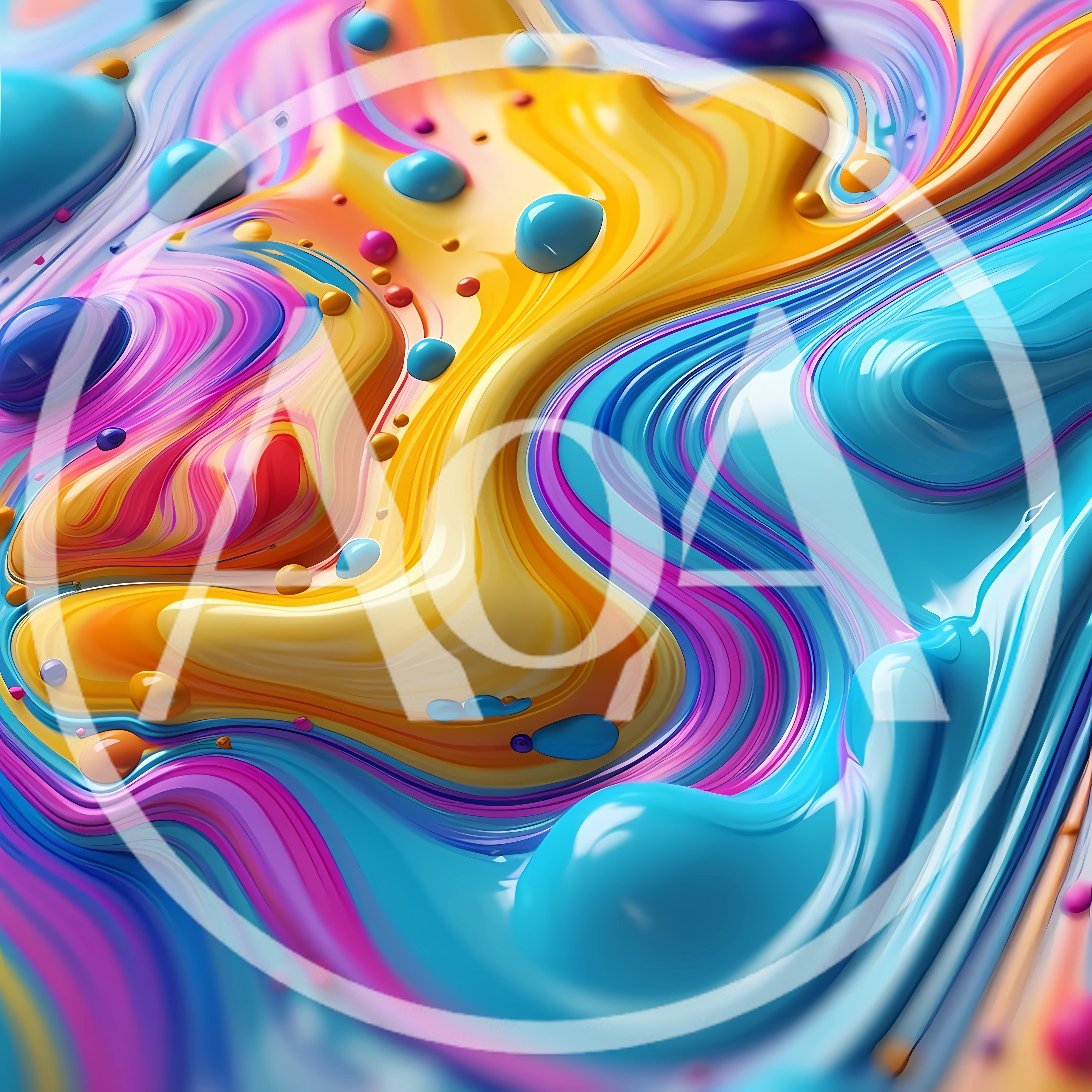 Abstract Liquid Paint Swirls With Floating Spheres