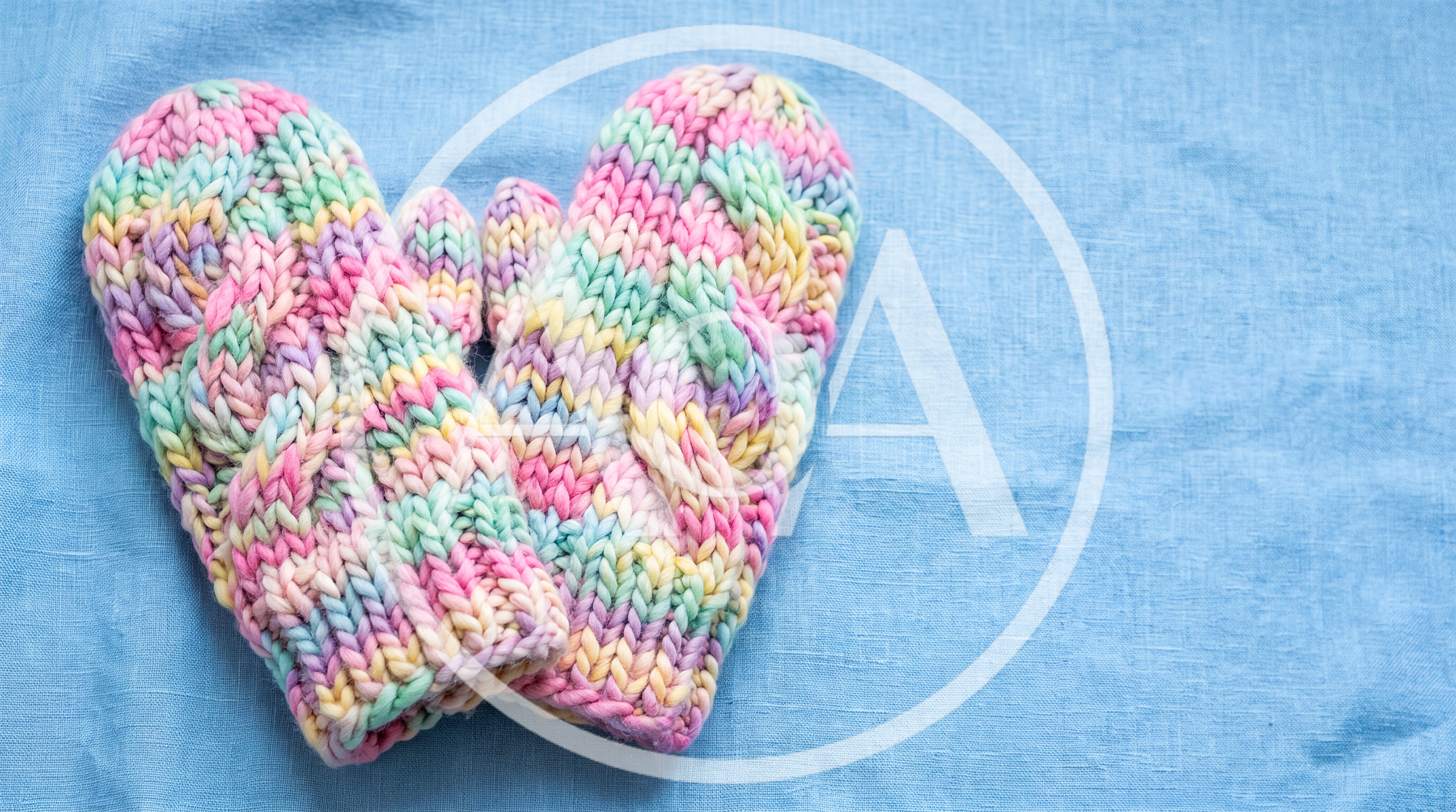 Hand Knitted Pastel Rainbow Wool Mittens