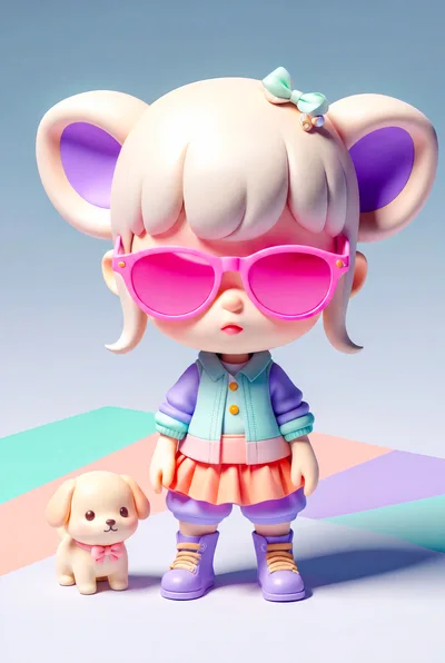 3D Rendered Cute Character With Puppy