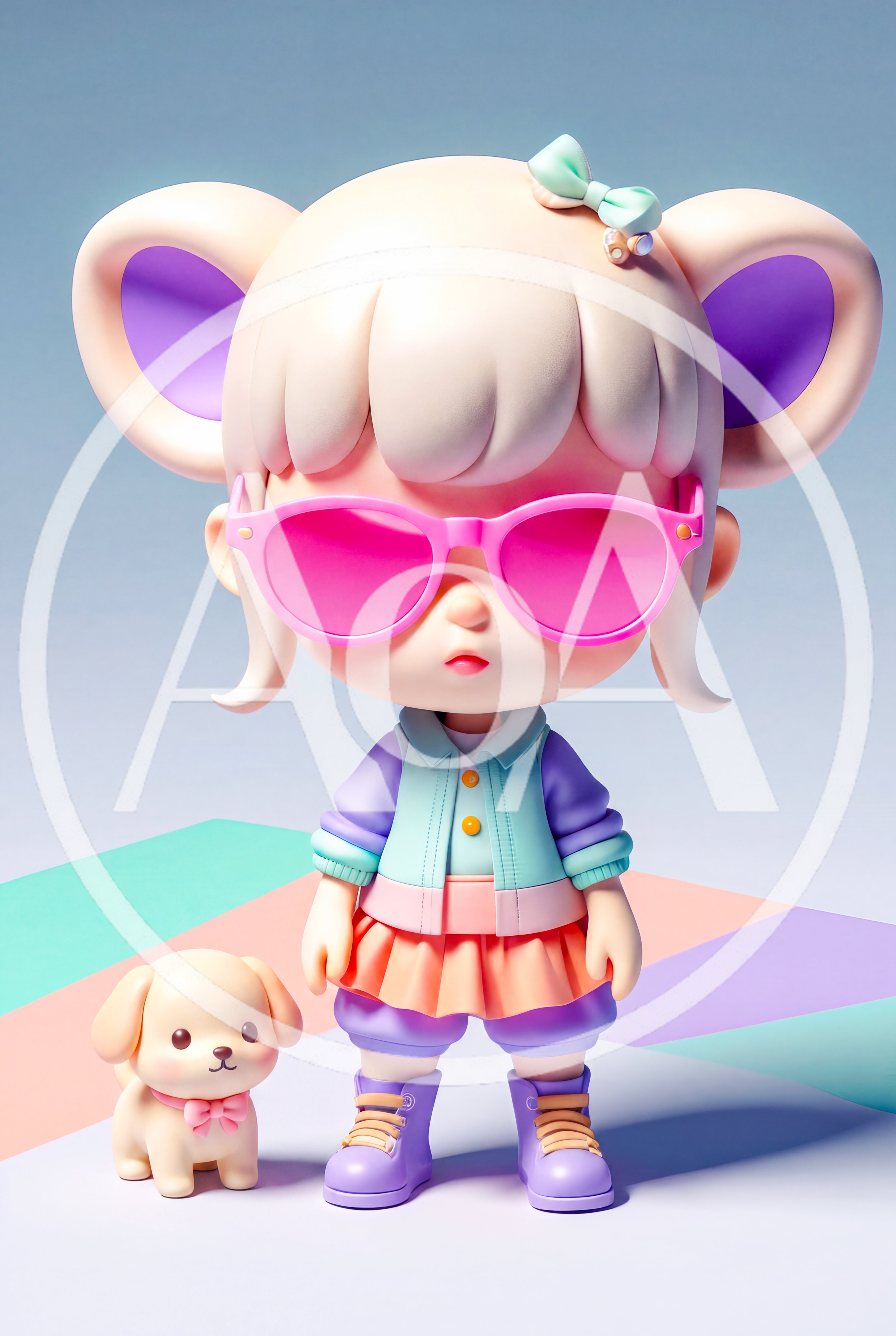 3D Rendered Cute Character With Puppy
