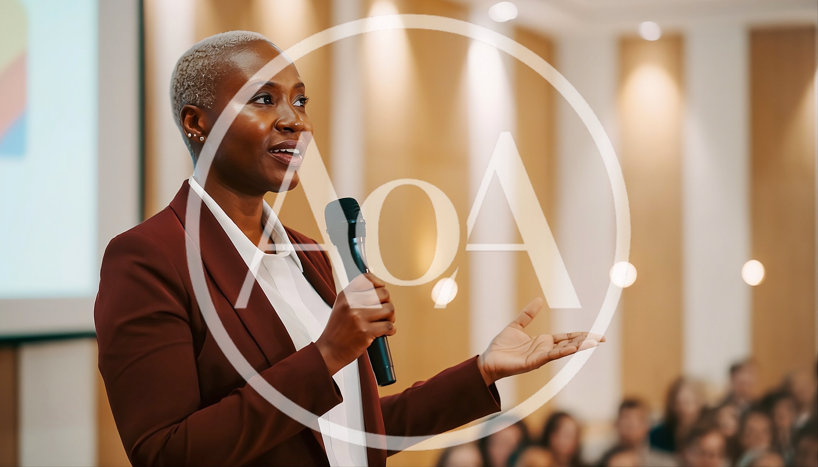 Professional Woman Giving A Presentation At A Conference