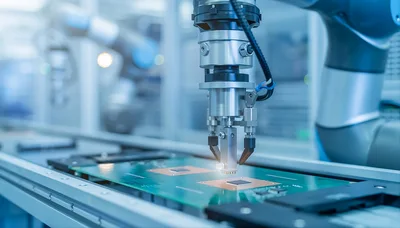 Robotic Arm Placing Microchip On Circuit Board
