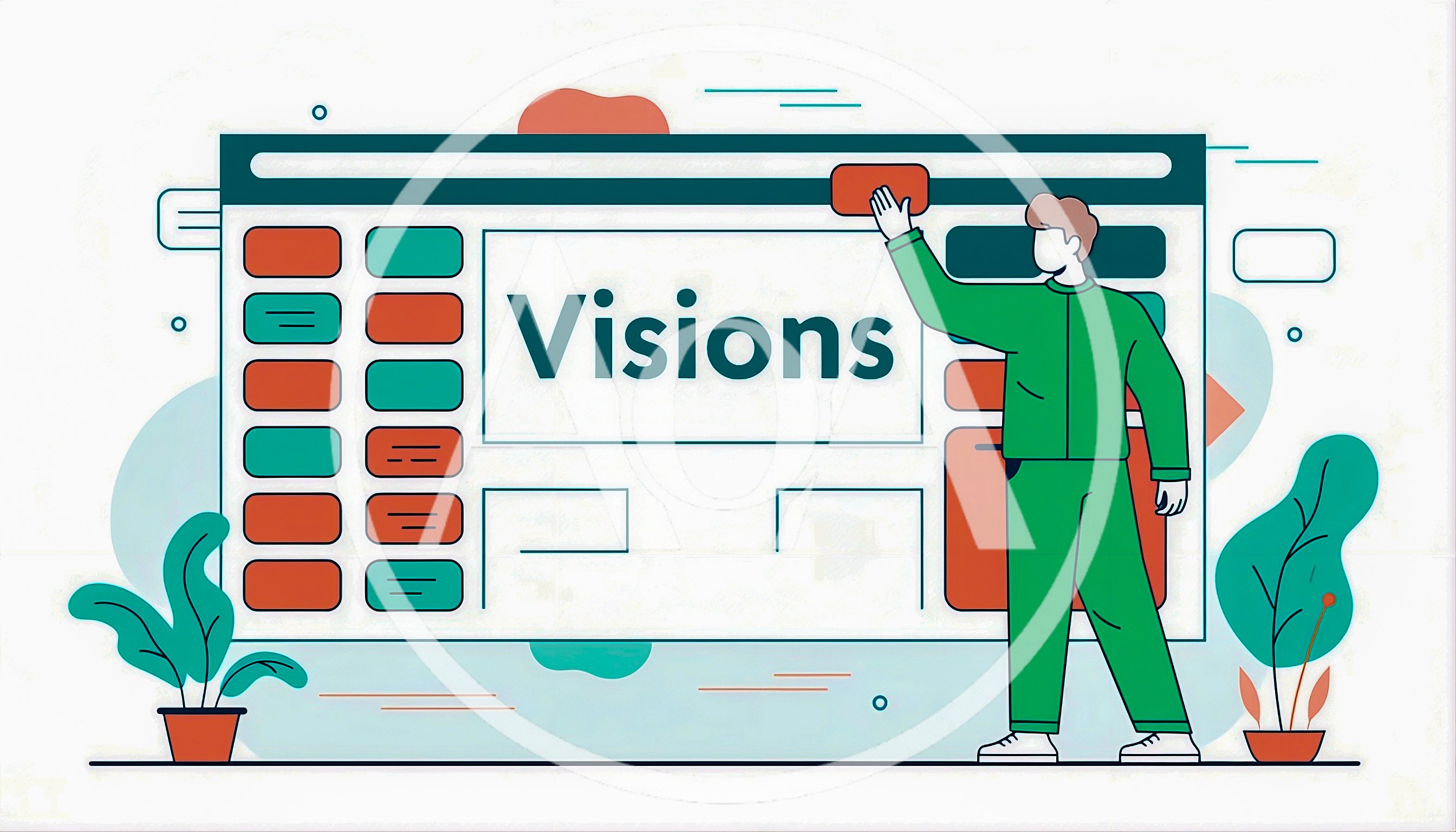 Business Professional Organizing Digital Vision Board Illustration