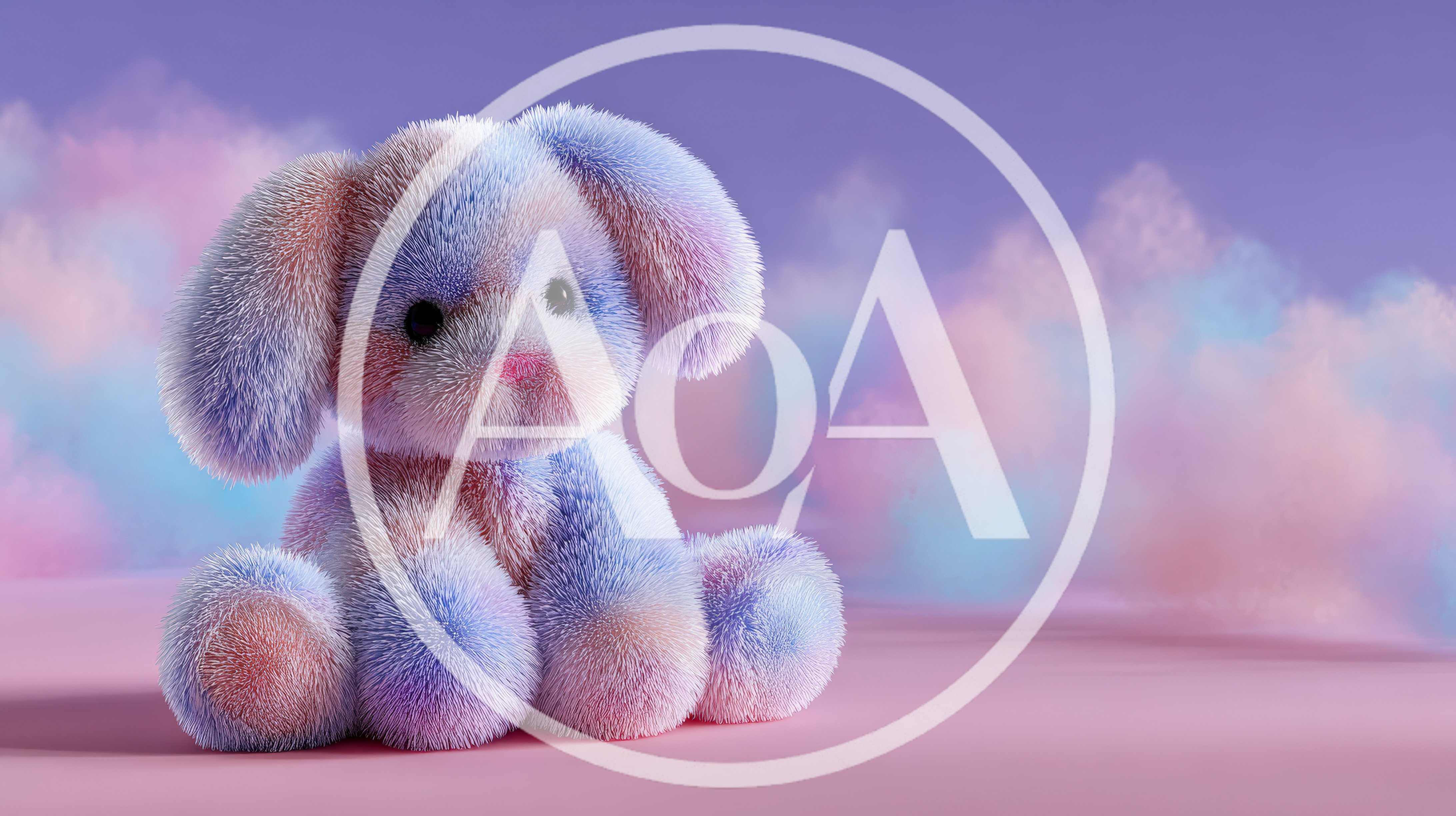 Fluffy Pastel Stuffed Bunny Toy Sitting