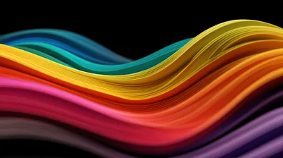 Abstract Flowing Colorful 3D Wavy Ribbon Background