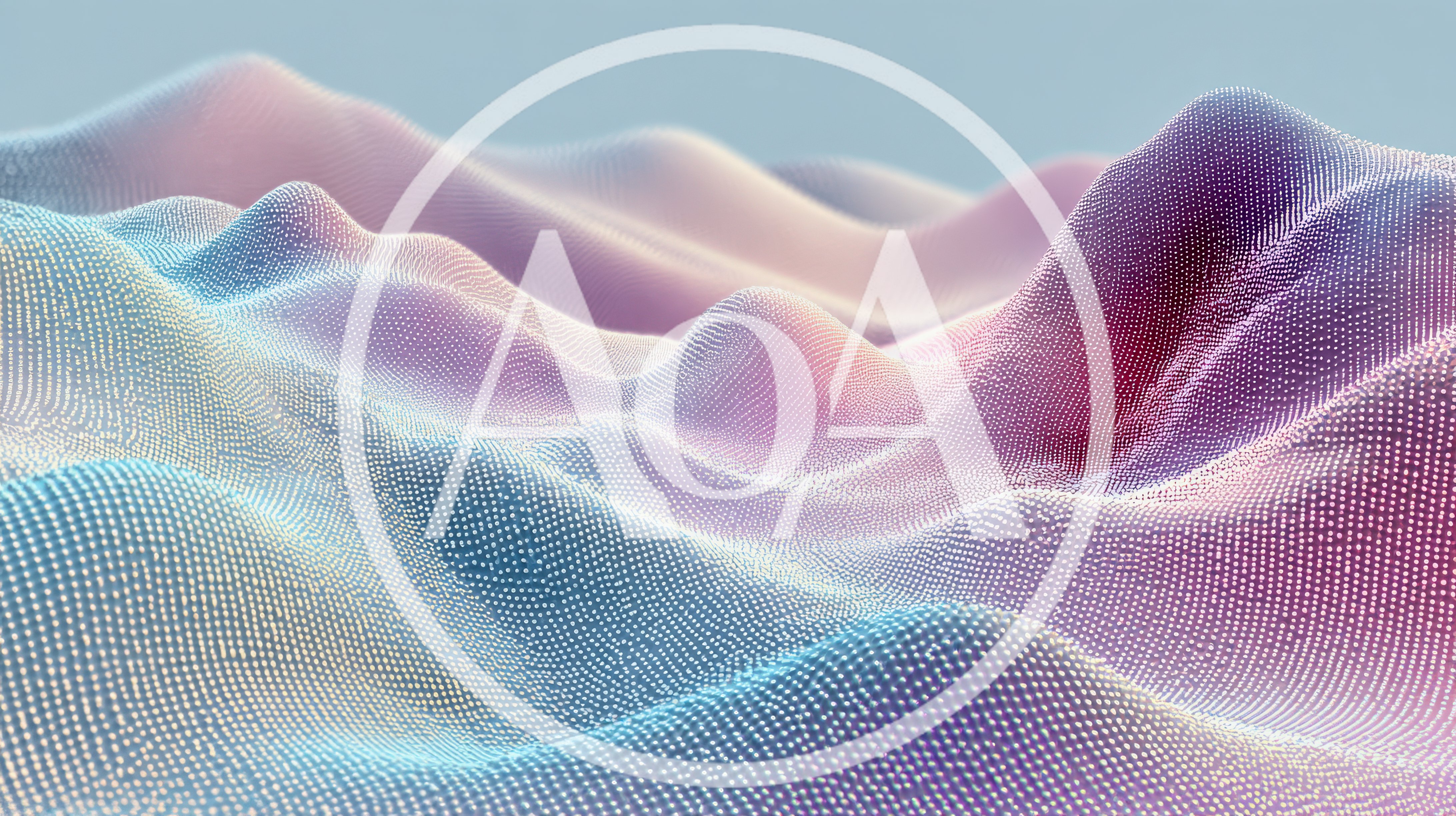 Abstract Digital Landscape With Glowing Particle Waves