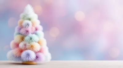 Pastel Pom Pom Christmas Tree Decoration