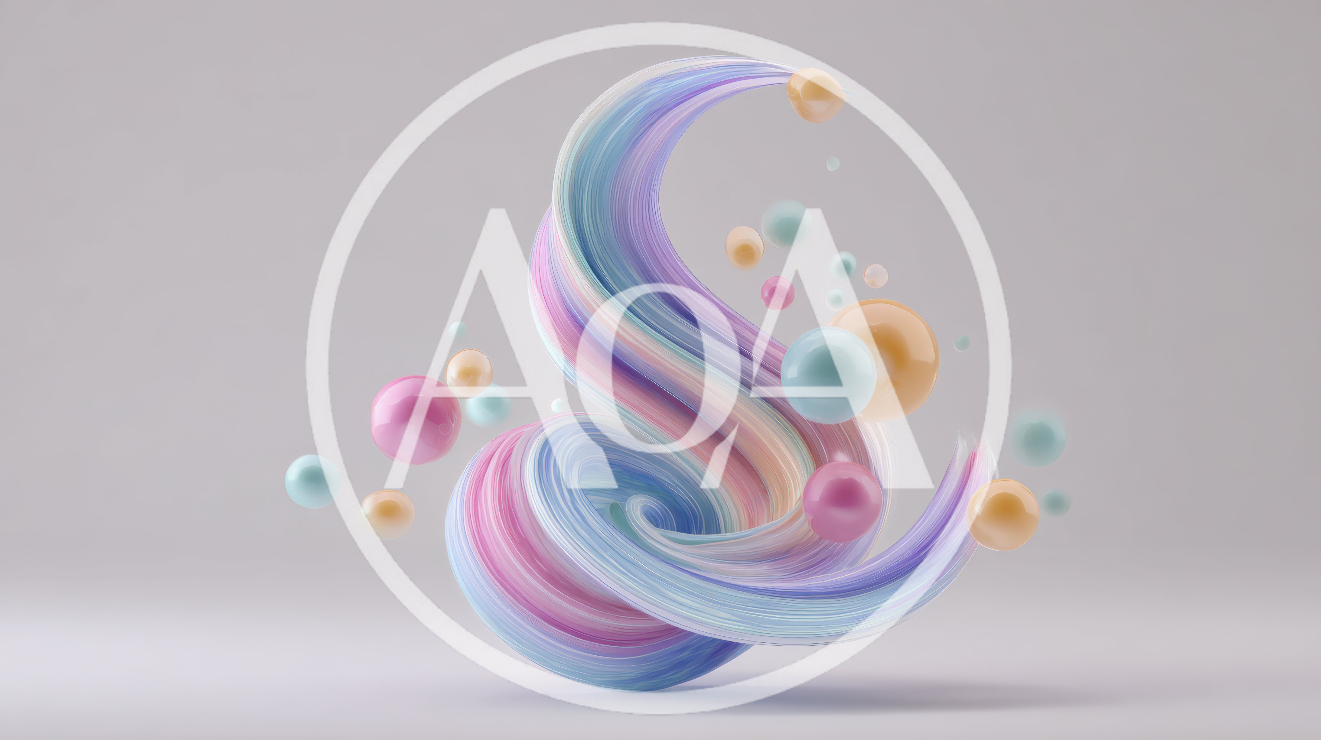 Abstract 3D Swirl With Floating Glossy Spheres