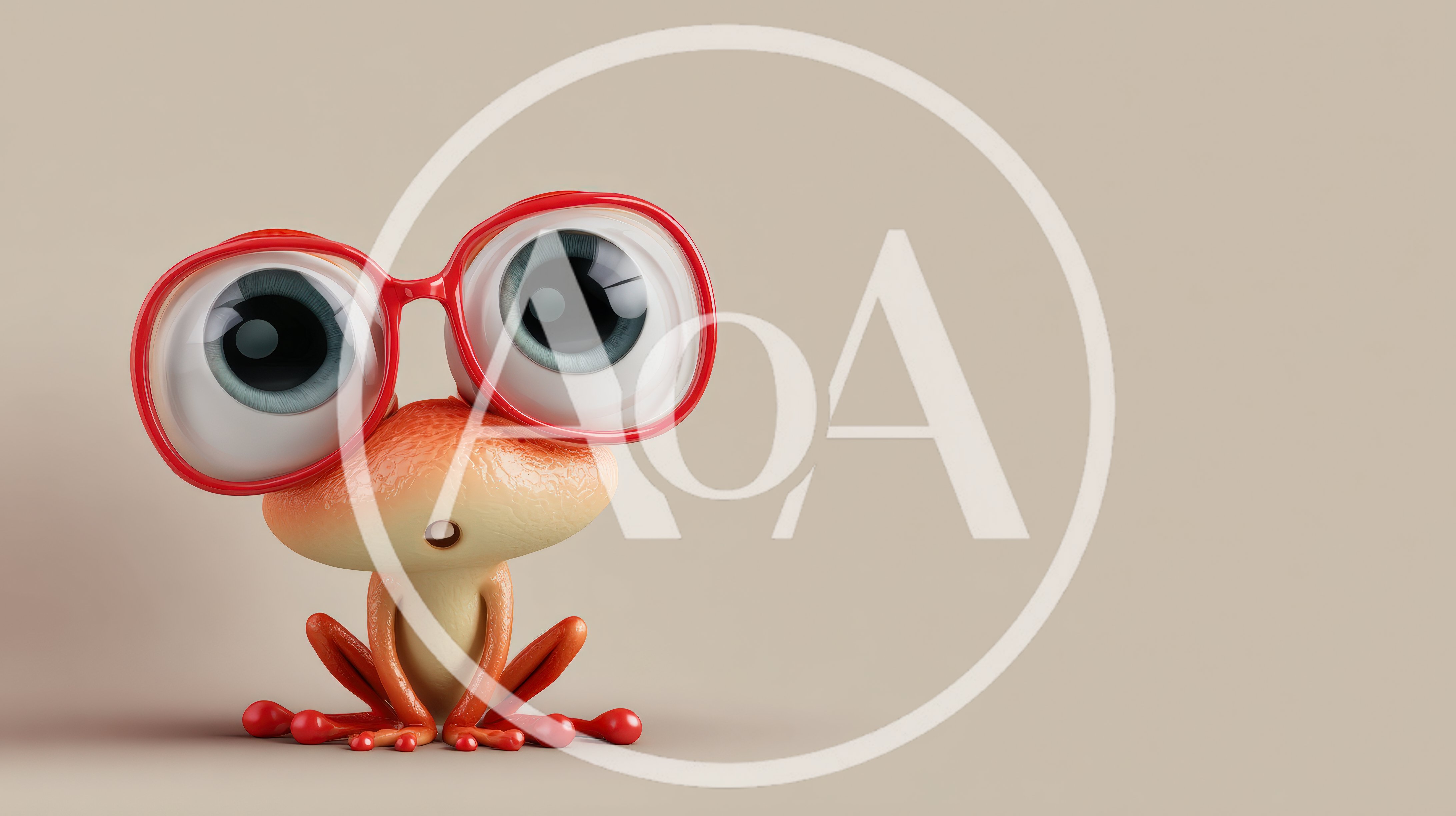 Cute Cartoon Frog Wearing Oversized Red Glasses