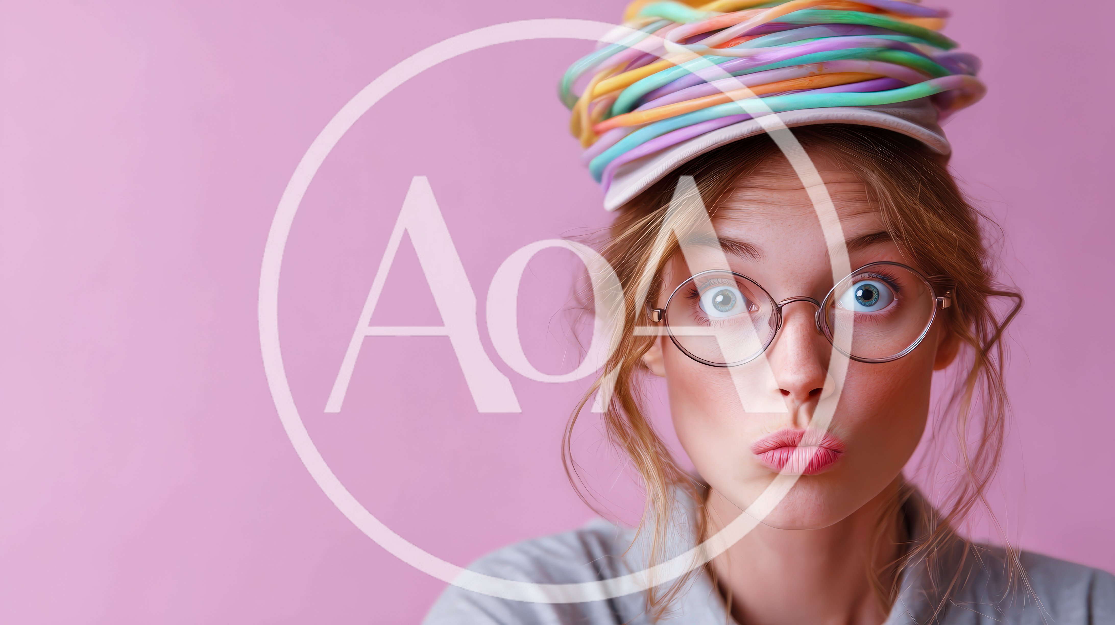 Young Woman With Colorful Coiled Tubes On Head