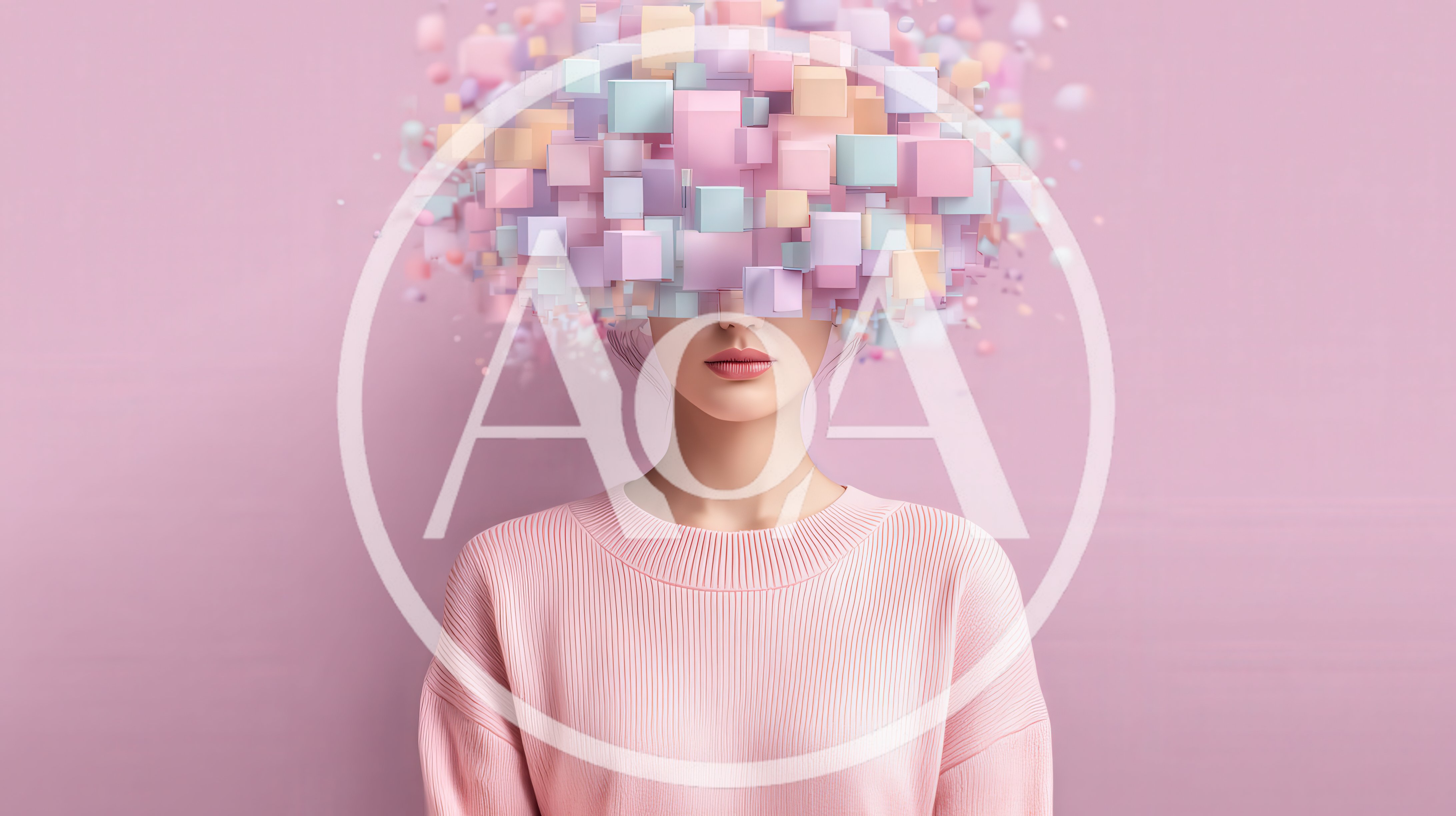 Surreal Portrait of Woman with Geometric Cube Hair