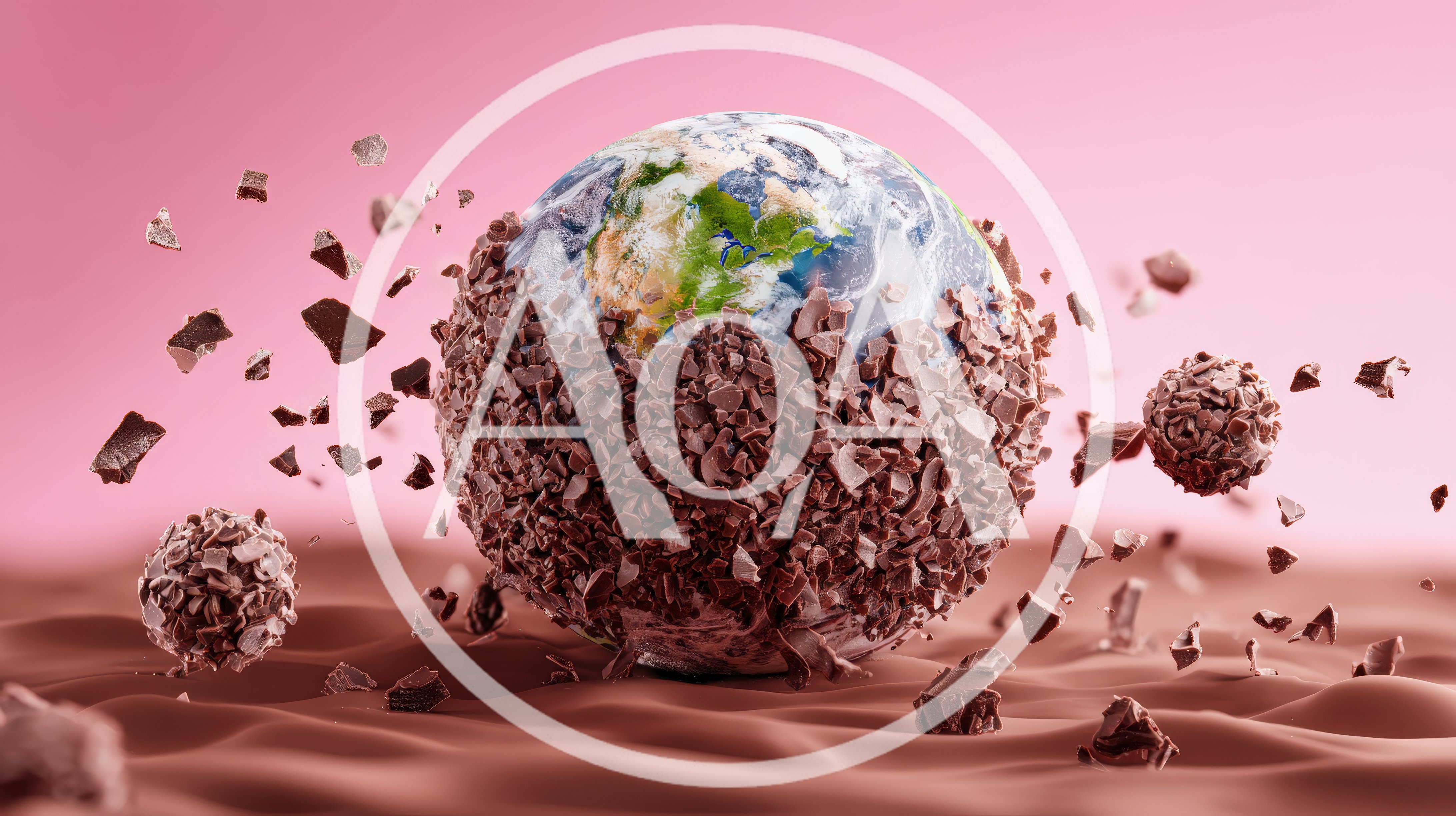 Earth Globe Covered In Chocolate Shavings And Truffles