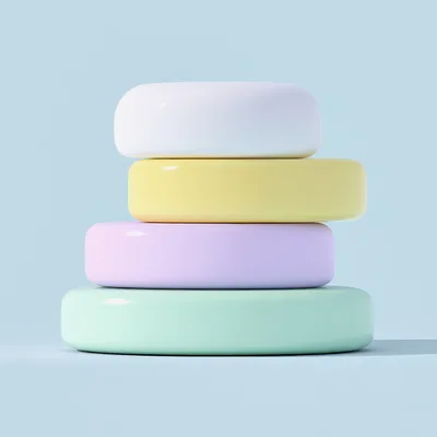 Stacked Pastel Geometric Cylindrical Platforms
