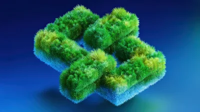 3D Rendered Binance Logo Covered In Green Grass