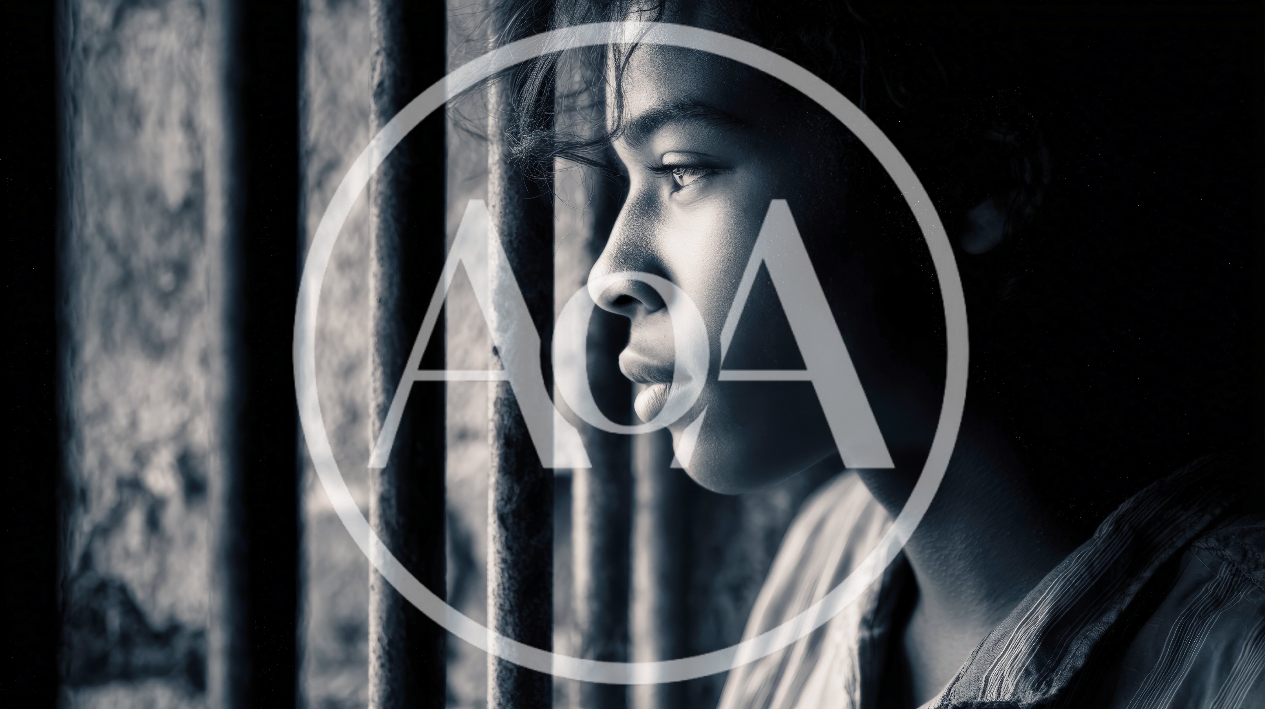 Young Person Looking Through Prison Bars