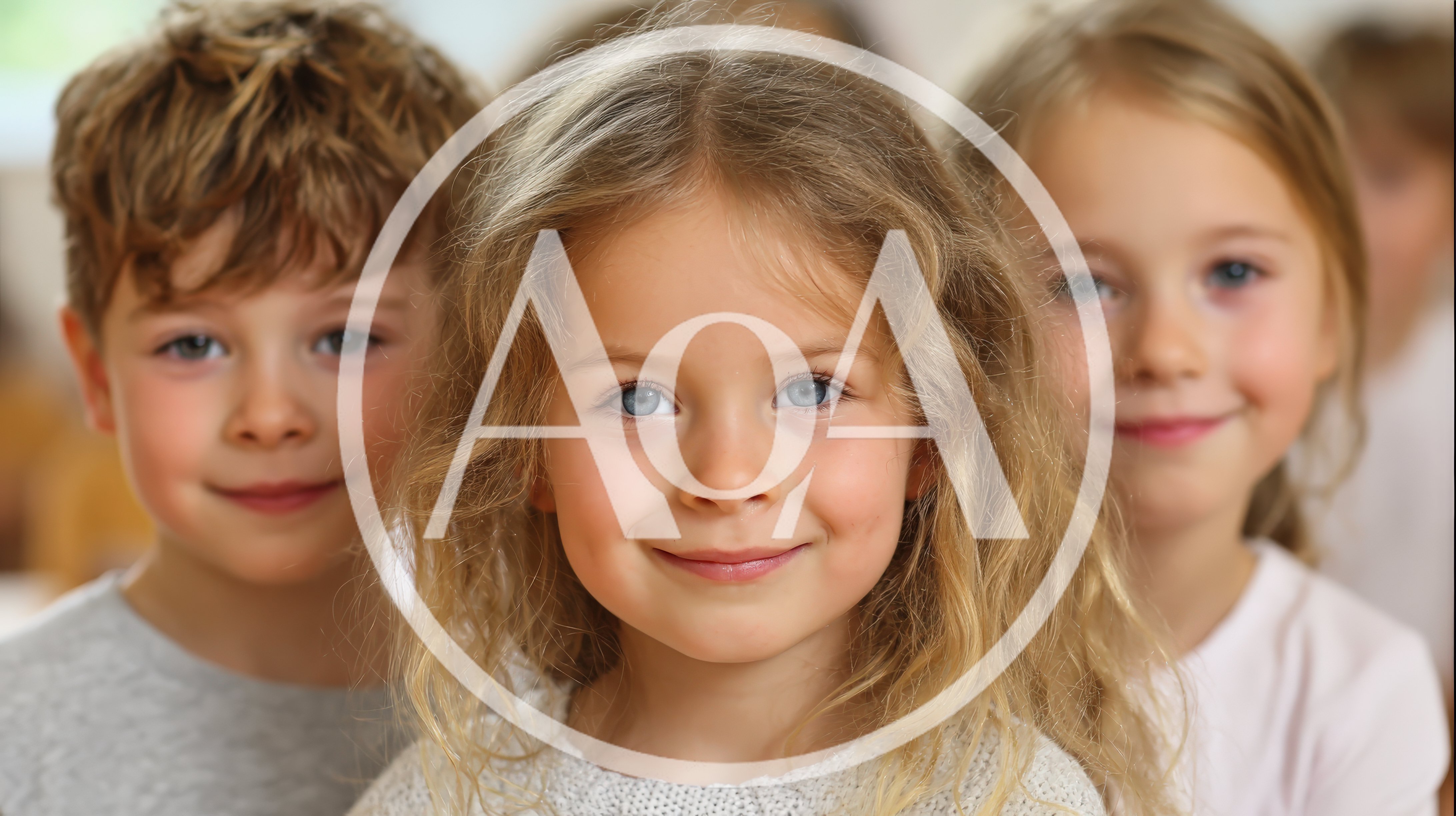Portrait of Three Happy Young Children Smiling