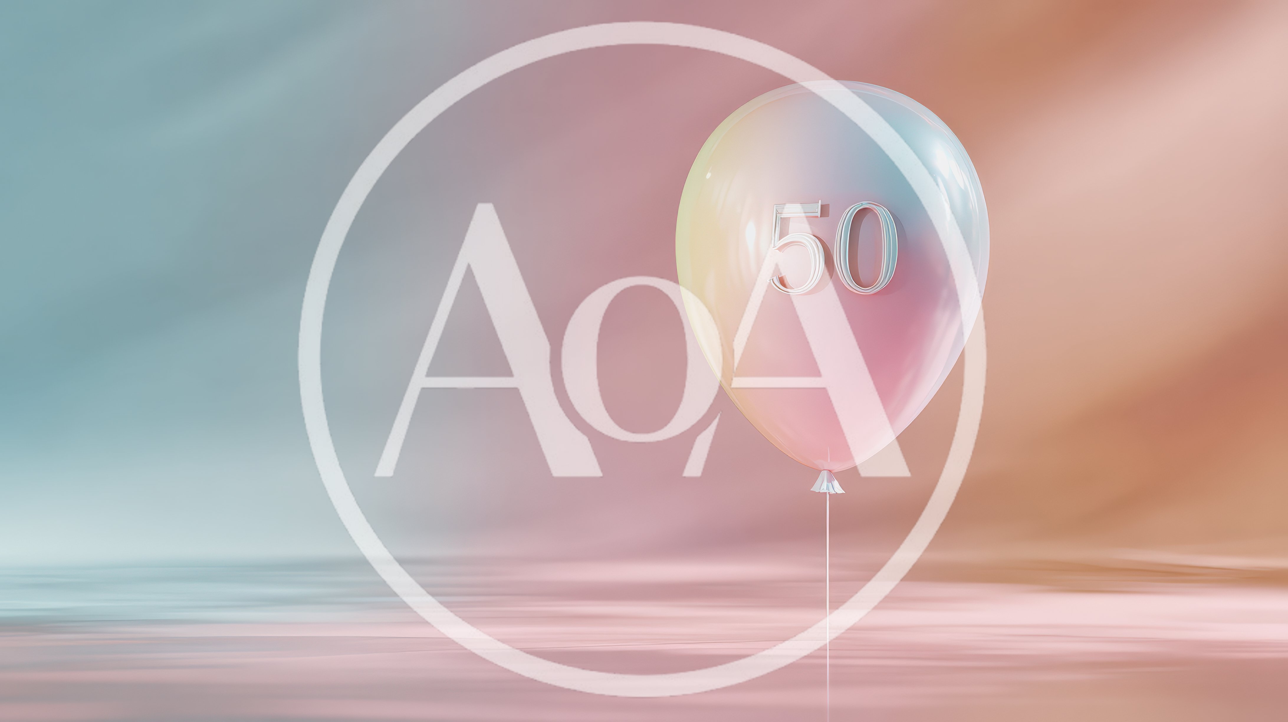 Iridescent Balloon With Number Fifty Floating Above Water