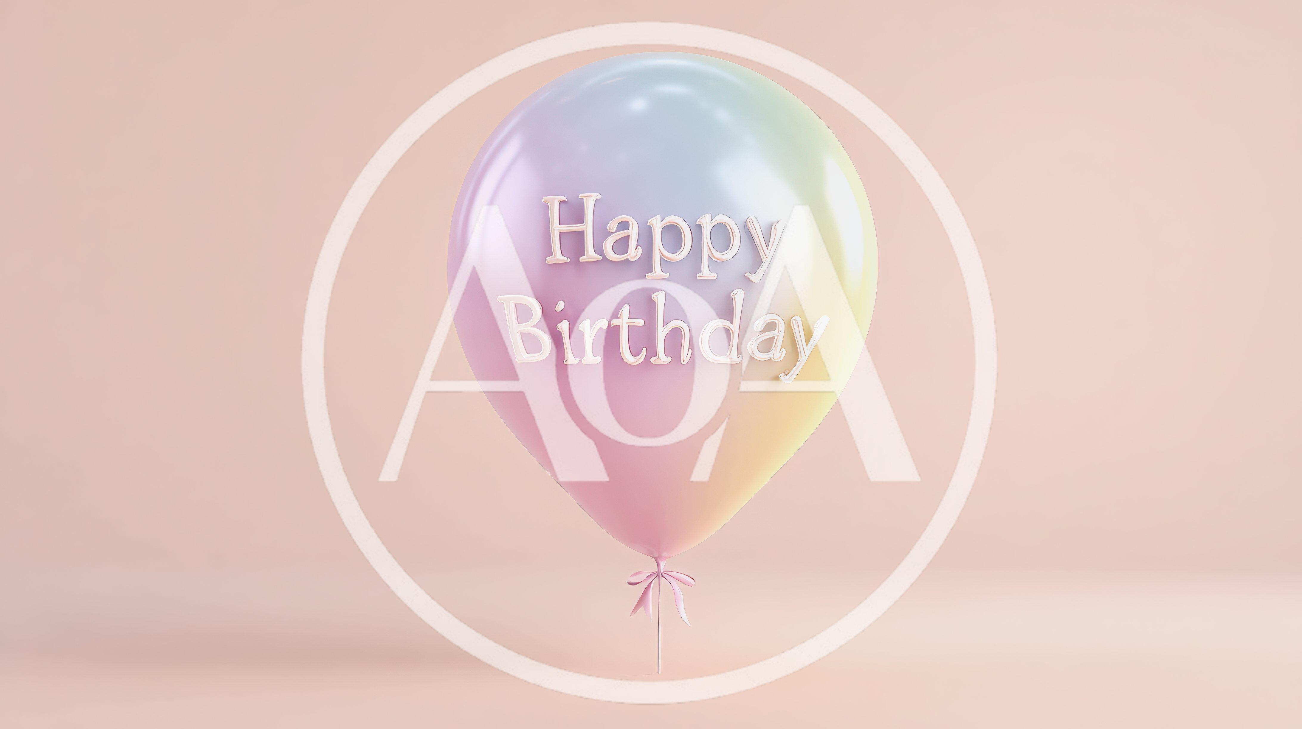 Pastel Gradient Happy Birthday Balloon On Solid Background