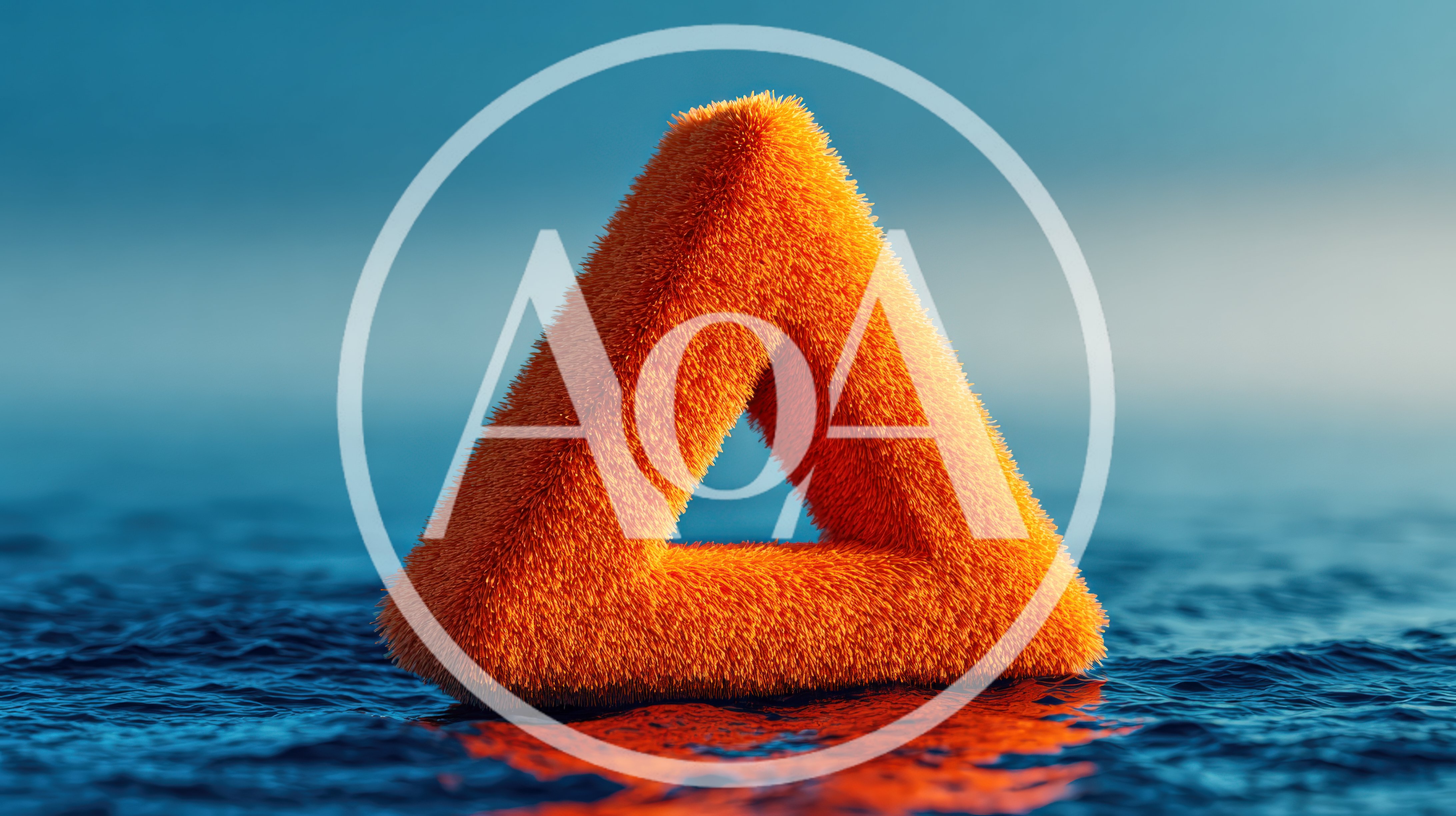 Fuzzy Orange Triangular Object Floating On Water